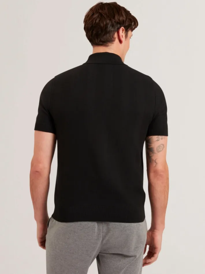 fourd_short_sleeve_herrin_3.webp Fourd Short Sleeve Herringbone Zip Polo<Ted Baker Best