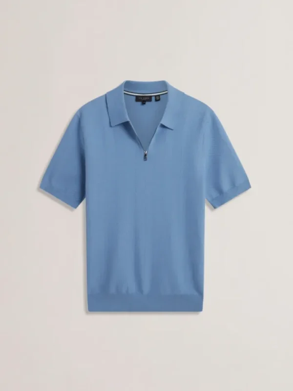 Fourd Short Sleeve Herringbone Zip Polo<Ted Baker Best Sale