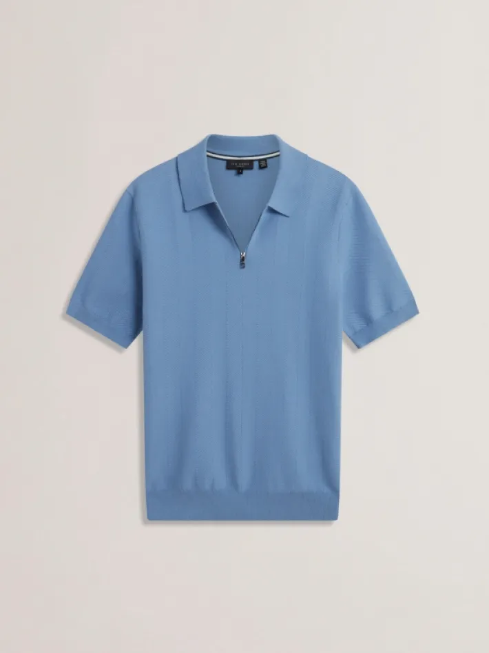 fourd_short_sleeve_herrin_4-1.webp Fourd Short Sleeve Herringbone Zip Polo<Ted Baker Best Sale