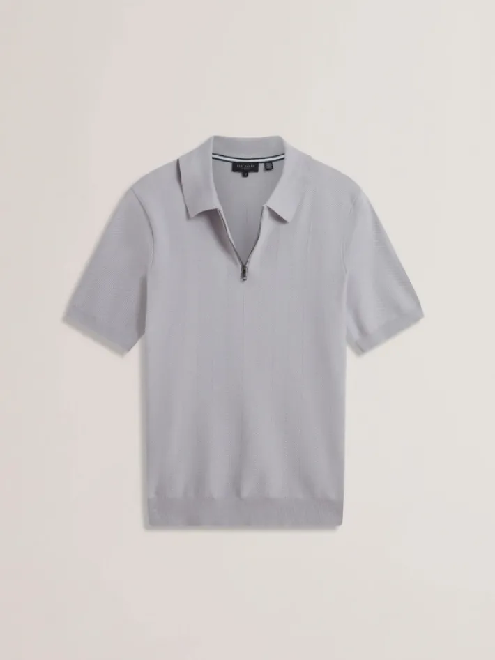 fourd_short_sleeve_herrin_4-2.webp Fourd Short Sleeve Herringbone Zip Polo<Ted Baker Sale