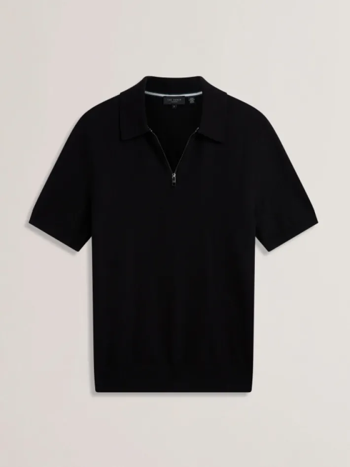 fourd_short_sleeve_herrin_4.webp Fourd Short Sleeve Herringbone Zip Polo<Ted Baker Best