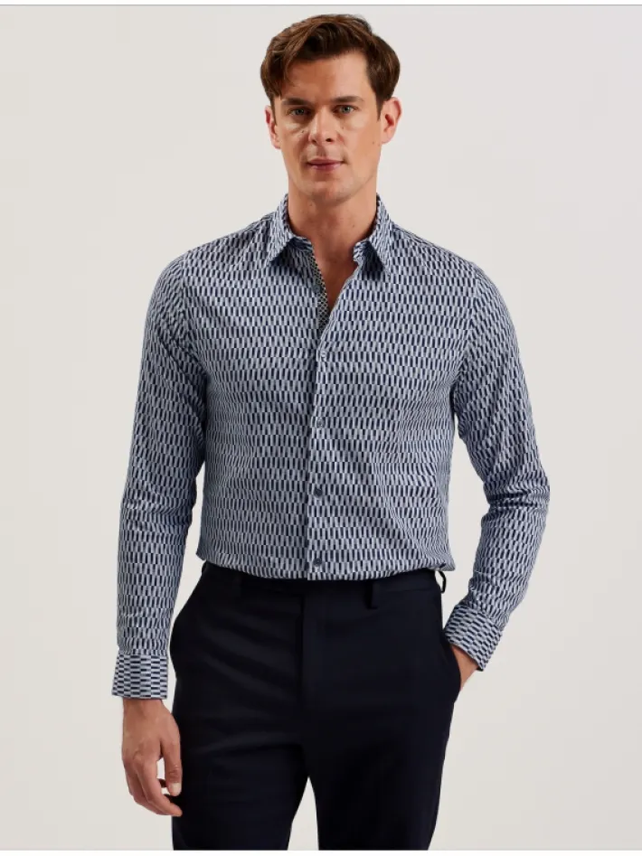 frestin_geometric_pattern_0-1.webp Frestin Geometric Pattern Slim Long Sleeve Shirt<Ted Baker Online