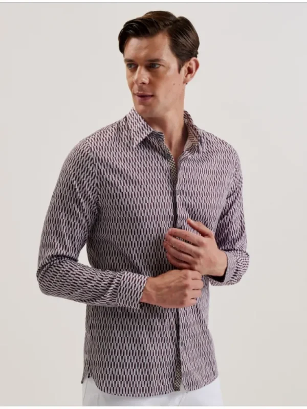 Frestin Geometric Pattern Slim Long Sleeve Shirt<Ted Baker Cheap