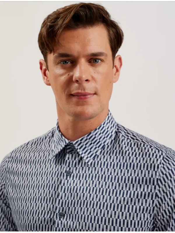 Frestin Geometric Pattern Slim Long Sleeve Shirt<Ted Baker Online