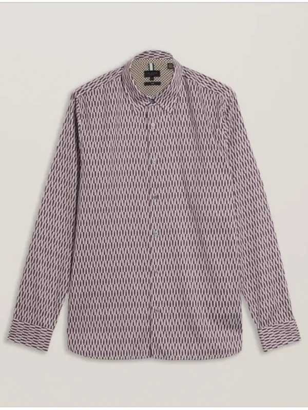 Frestin Geometric Pattern Slim Long Sleeve Shirt<Ted Baker Cheap