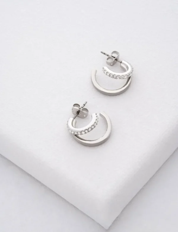Helias Crystal Double Hoop Earrings<Ted Baker Shop