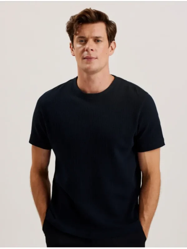 Heynes Ribbed Cotton Crew Neck T-Shirt<Ted Baker Sale