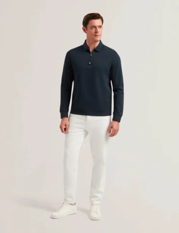 Ingmar Long Sleeve Cotton Blend Zip Polo Shirt<Ted Baker Store