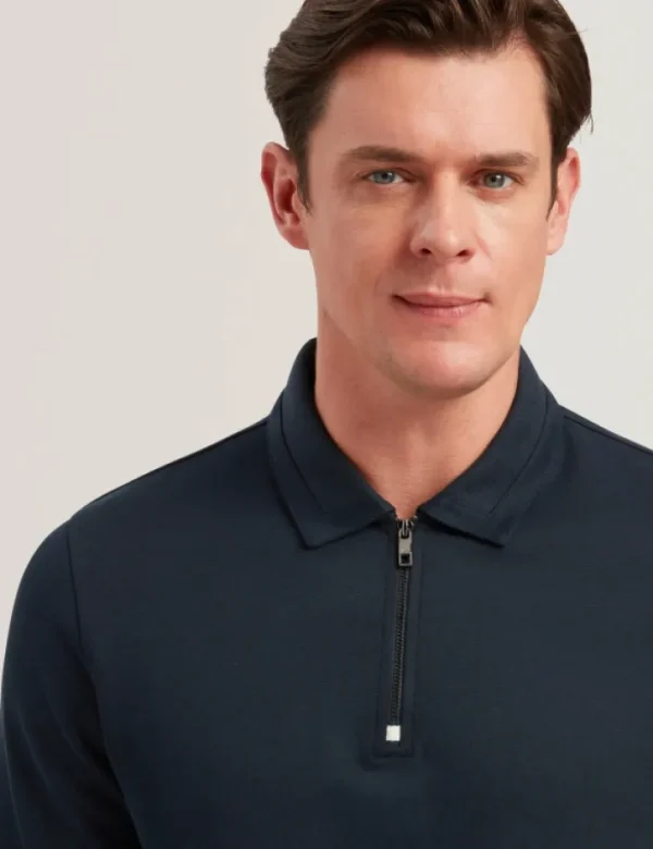 Ingmar Long Sleeve Cotton Blend Zip Polo Shirt<Ted Baker Store