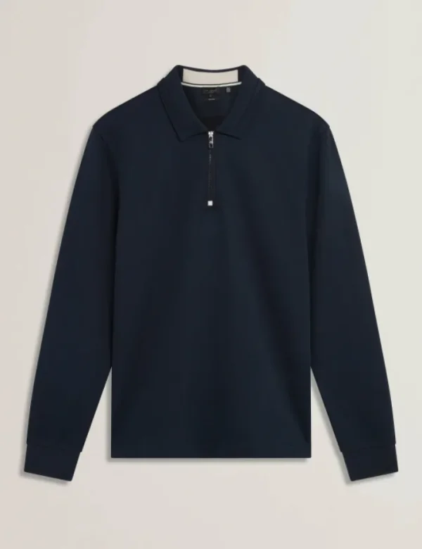 Ingmar Long Sleeve Cotton Blend Zip Polo Shirt<Ted Baker Store