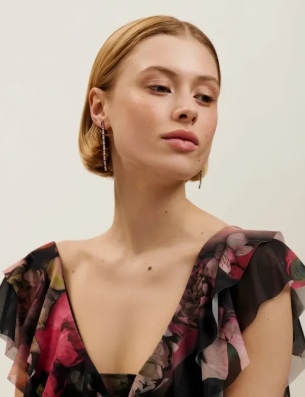 Isalie Baguette Crystal Long Drop Earrings<Ted Baker Cheap