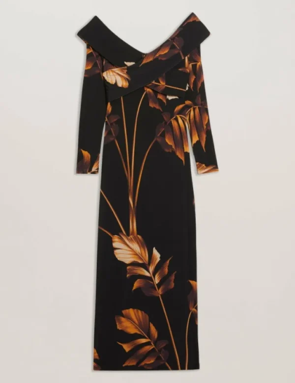 Josefen Printed Bardot Long Sleeve Midi Dress<Ted Baker New