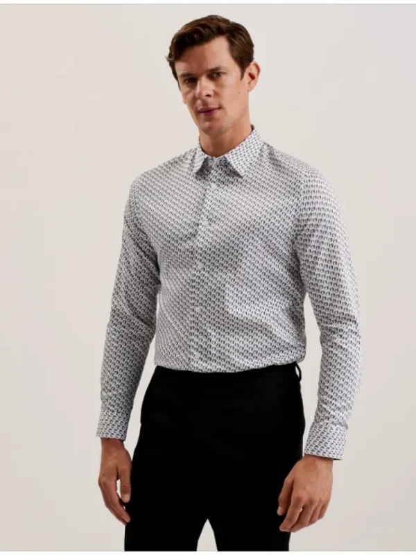 Joshhy Slim Fit Geometric Long Sleeve Shirt<Ted Baker Discount