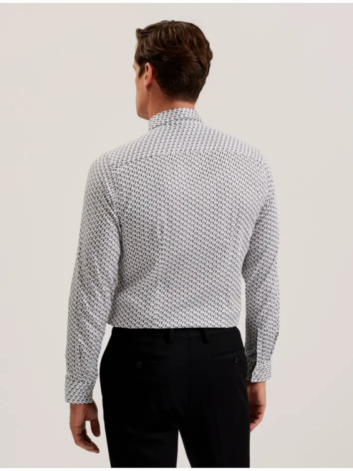 joshhy_slim_fit_geometric_4.webp Joshhy Slim Fit Geometric Long Sleeve Shirt<Ted Baker Discount