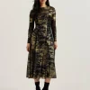Junhaa Foil Print Long Sleeve Mesh Midi Dress<Ted Baker Sale