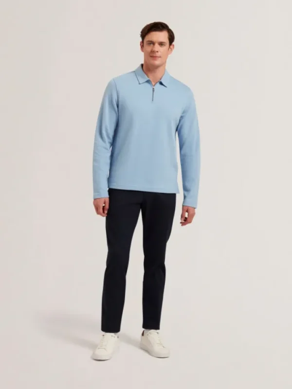 Kalend Long Sleeve Zip Neck Herringbone Polo<Ted Baker Online