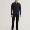 Kalend Long Sleeve Zip Neck Herringbone Polo<Ted Baker Cheap