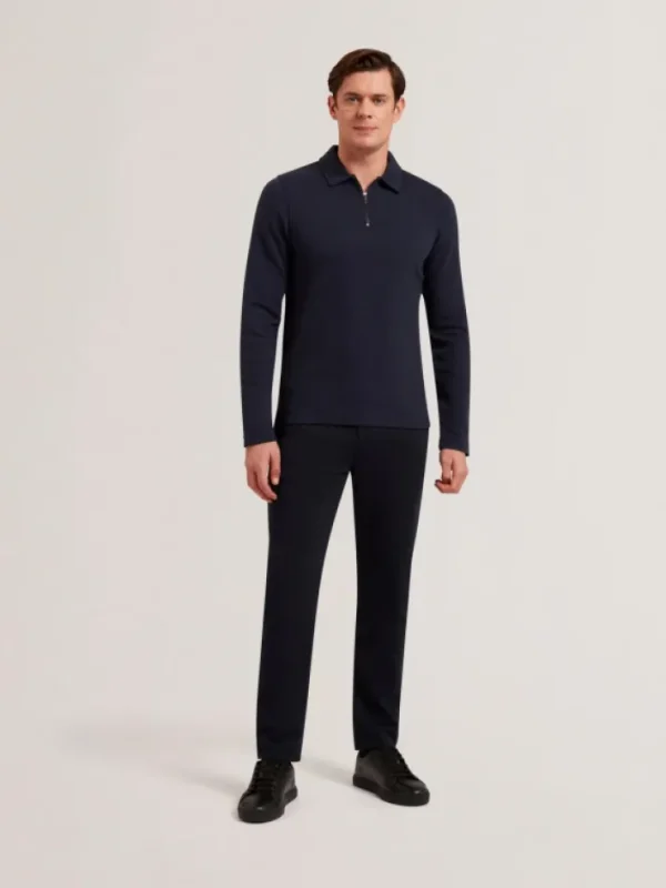 Kalend Long Sleeve Zip Neck Herringbone Polo<Ted Baker Cheap
