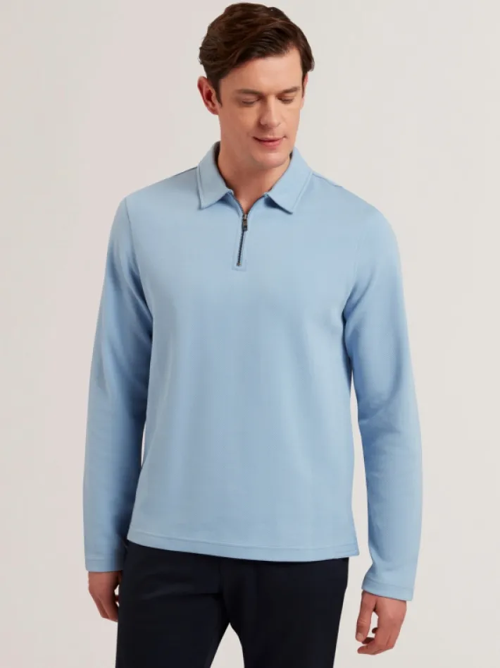 kalend_long_sleeve_zip_ne_1-1.webp Kalend Long Sleeve Zip Neck Herringbone Polo<Ted Baker Online