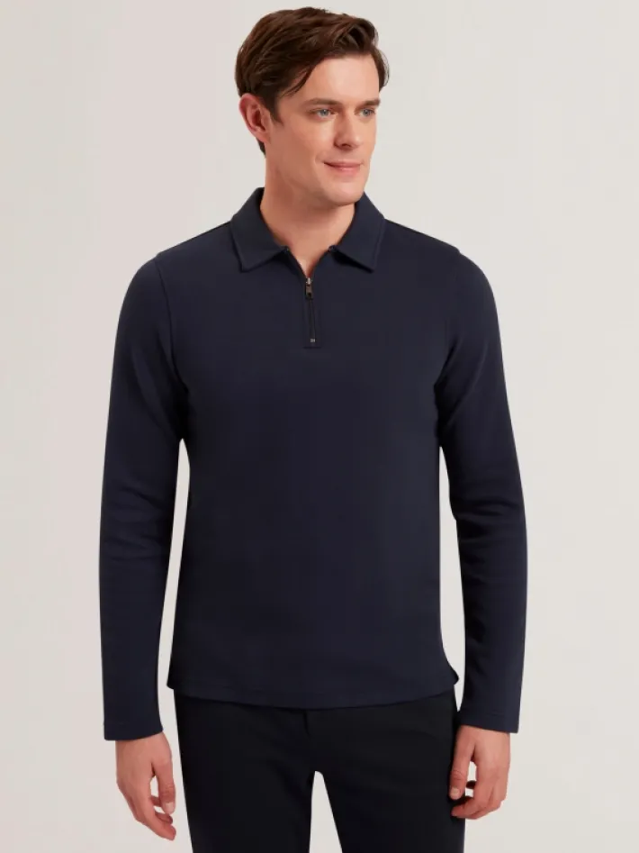 kalend_long_sleeve_zip_ne_1.webp Kalend Long Sleeve Zip Neck Herringbone Polo<Ted Baker Cheap