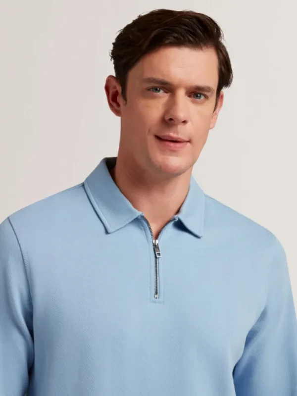 Kalend Long Sleeve Zip Neck Herringbone Polo<Ted Baker Online