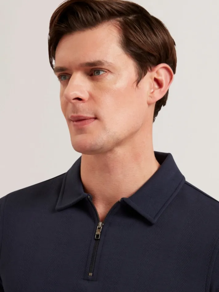 kalend_long_sleeve_zip_ne_2.webp Kalend Long Sleeve Zip Neck Herringbone Polo<Ted Baker Cheap