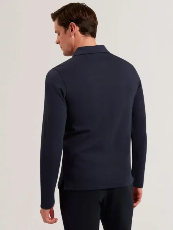 Kalend Long Sleeve Zip Neck Herringbone Polo<Ted Baker Cheap