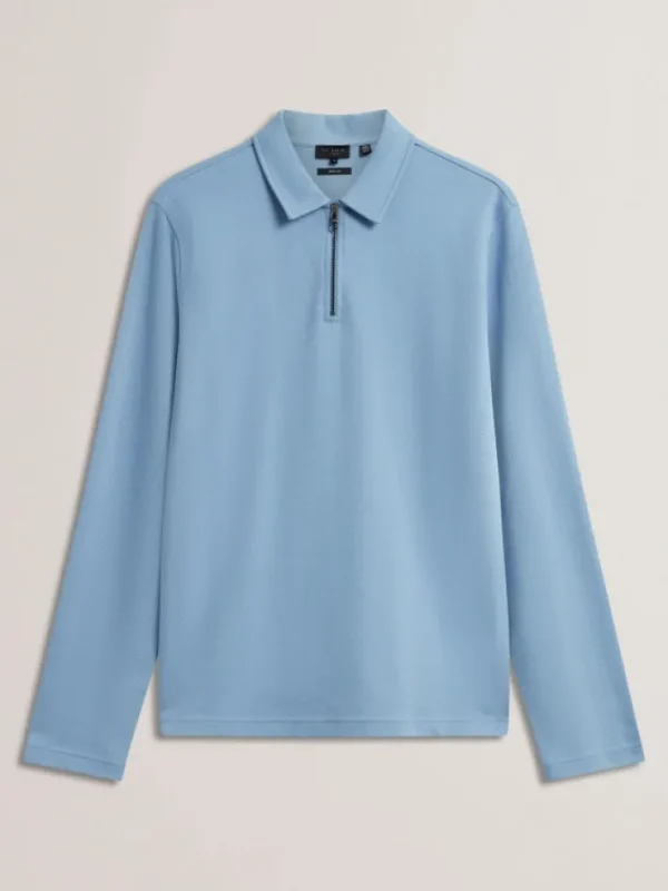 Kalend Long Sleeve Zip Neck Herringbone Polo<Ted Baker Online