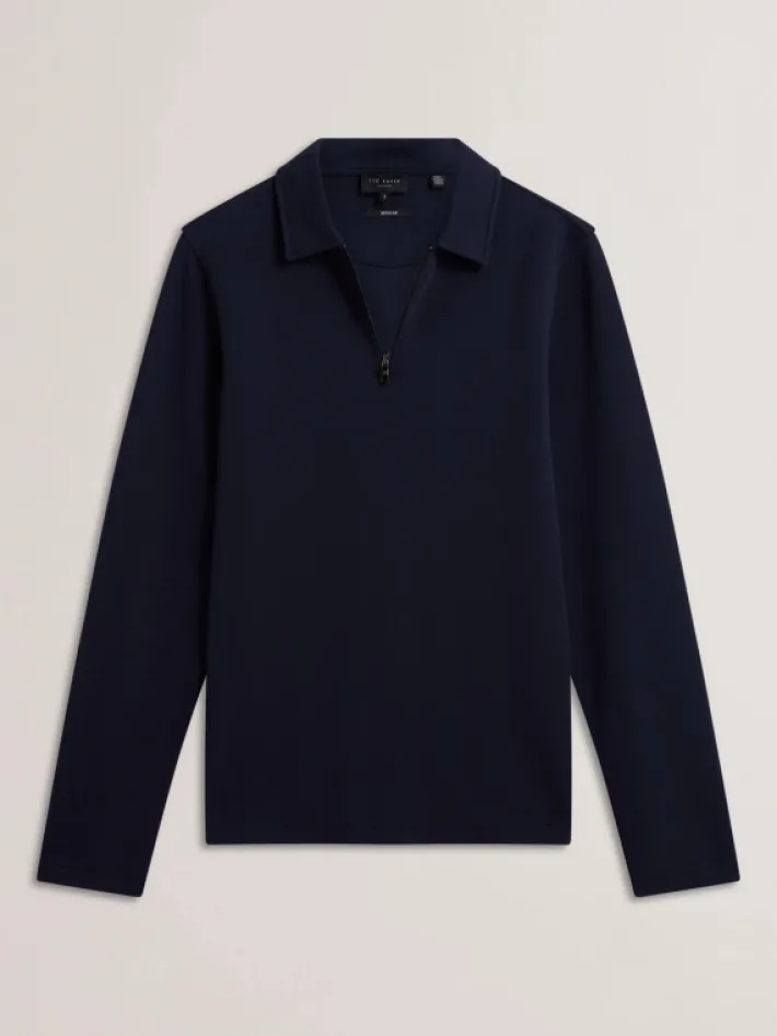 kalend_long_sleeve_zip_ne_4.webp Kalend Long Sleeve Zip Neck Herringbone Polo<Ted Baker Cheap