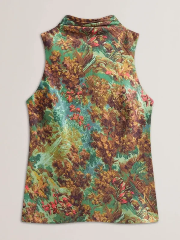 Kalnaa Printed Satin High Neck Sleeveless Top<Ted Baker Shop