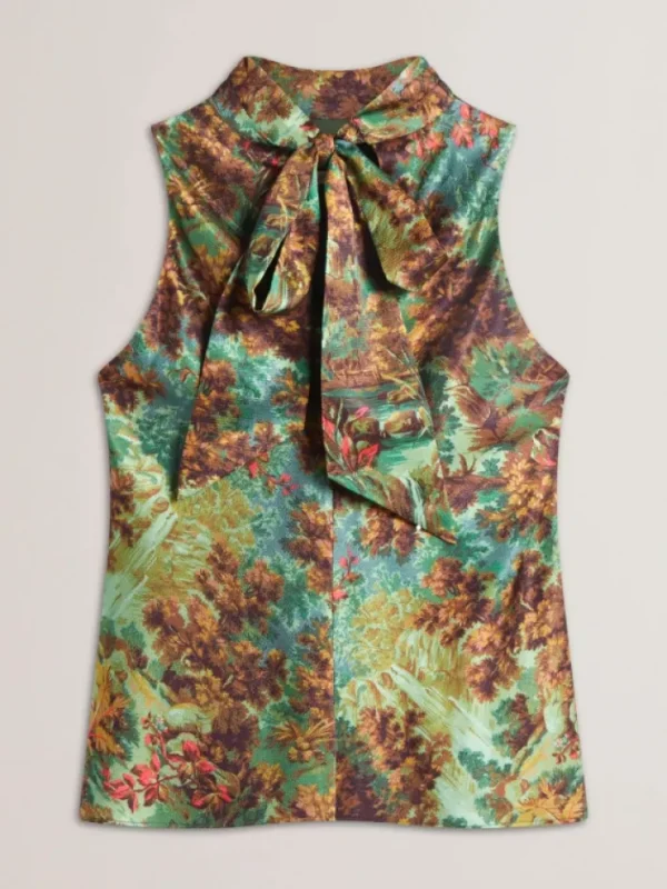Kalnaa Printed Satin High Neck Sleeveless Top<Ted Baker Shop