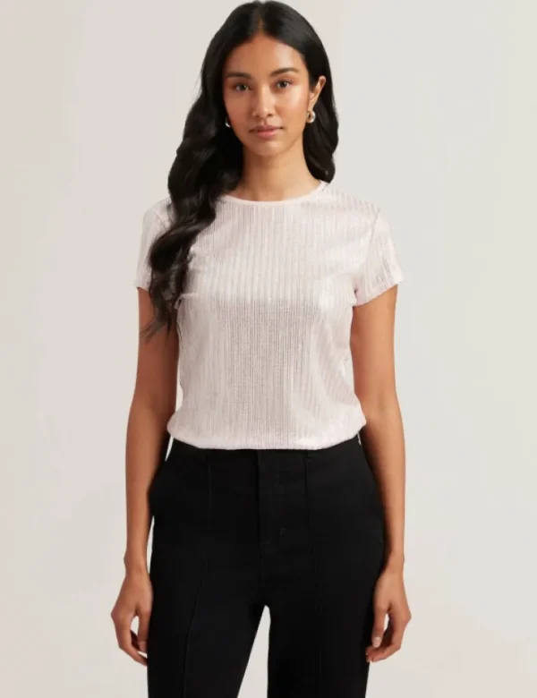 Katrino Ribbed Metallic Fitted T-Shirt<Ted Baker Shop