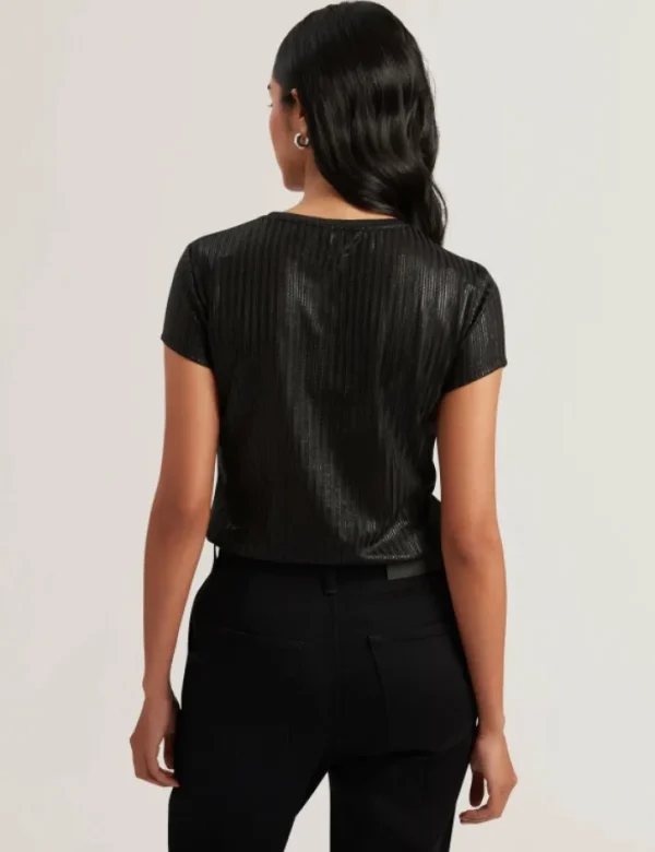 Katrino Ribbed Metallic Fitted T-Shirt<Ted Baker Sale