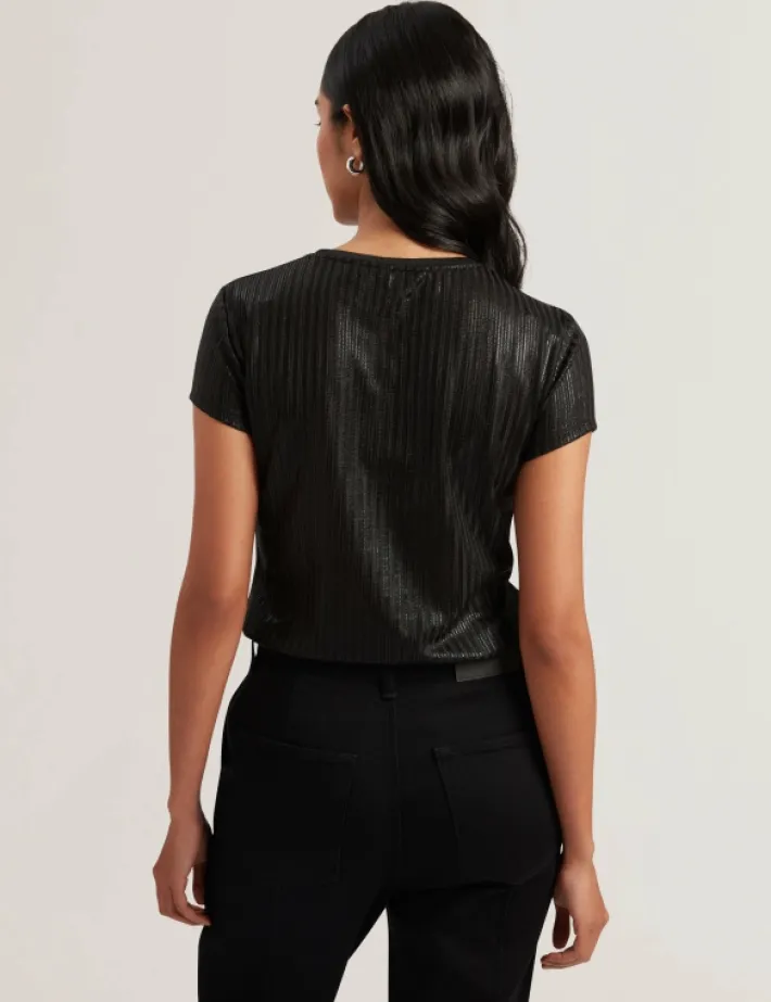 katrino_ribbed_metallic_f_3.webp Katrino Ribbed Metallic Fitted T-Shirt<Ted Baker Sale