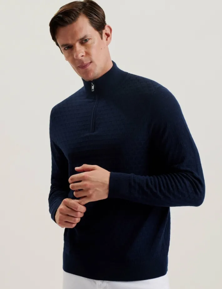 kurnle_t_knit_half_zip_fu_0.webp Kurnle T Knit Half Zip Funnel Neck Jumper<Ted Baker Clearance