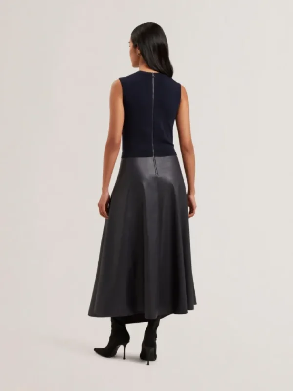 Labasa Sleeveless Knit Faux Leather Midi Dress<Ted Baker Best Sale