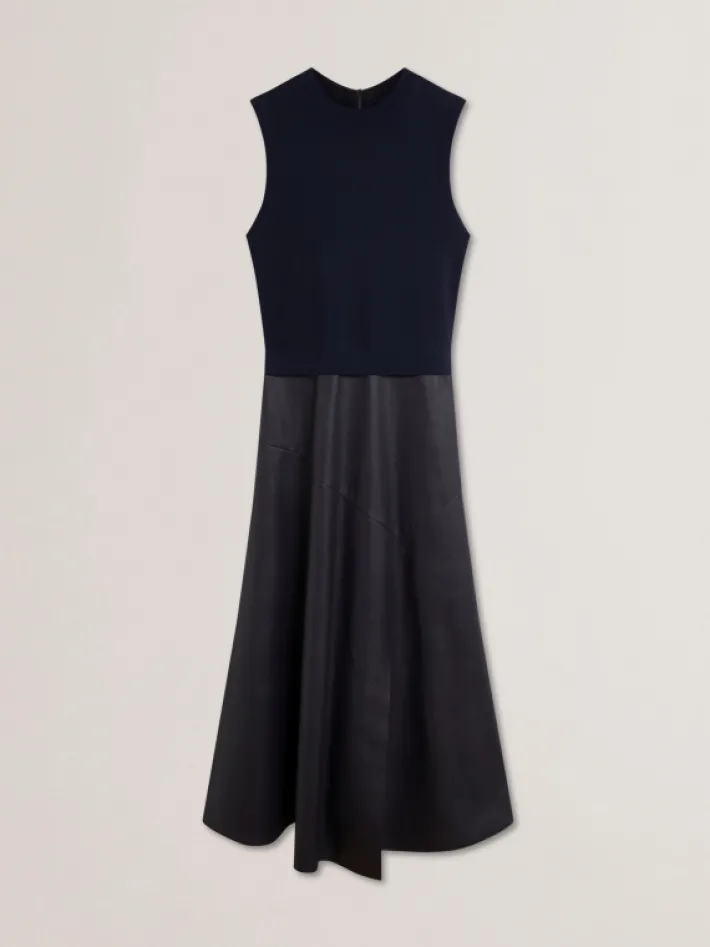 labasa_sleeveless_knit_fa_3.webp Labasa Sleeveless Knit Faux Leather Midi Dress<Ted Baker Best Sale