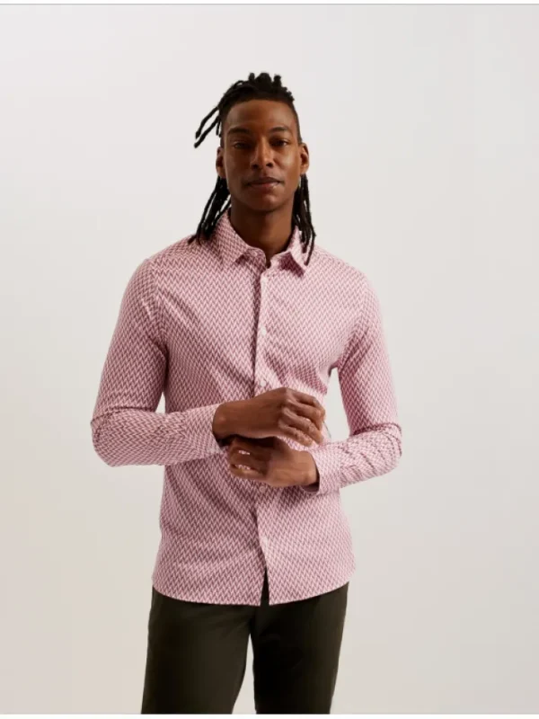 Laceby Geometric Print Long Sleeve Slim Shirt<Ted Baker Shop