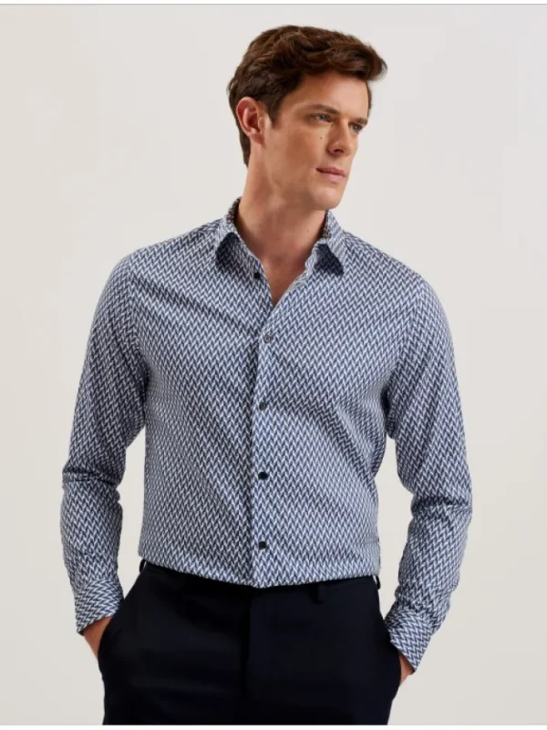 Laceby Geometric Print Long Sleeve Slim Shirt<Ted Baker Sale