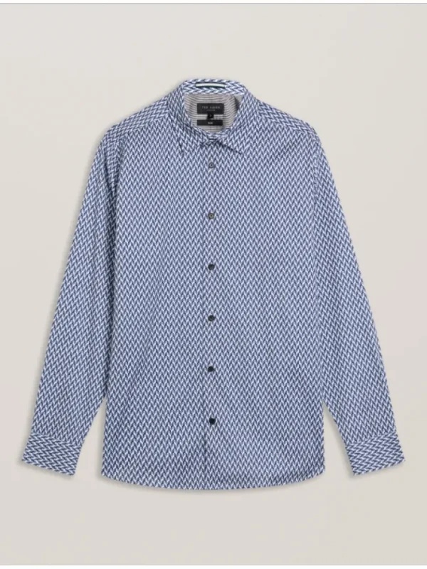 Laceby Geometric Print Long Sleeve Slim Shirt<Ted Baker Sale
