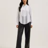 Lechosa Bib Front Sheer Long Sleeve Blouse<Ted Baker Cheap