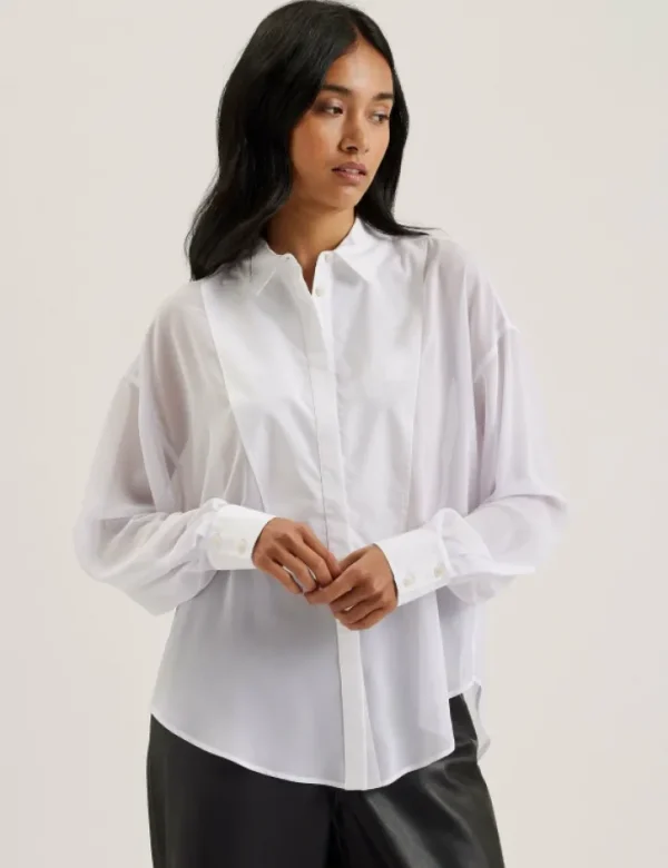 Lechosa Bib Front Sheer Long Sleeve Blouse<Ted Baker Cheap