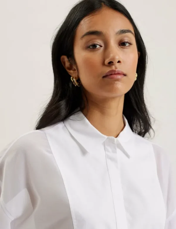 Lechosa Bib Front Sheer Long Sleeve Blouse<Ted Baker Cheap