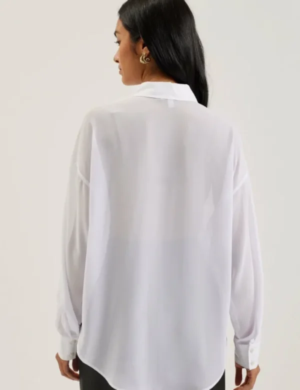 Lechosa Bib Front Sheer Long Sleeve Blouse<Ted Baker Cheap
