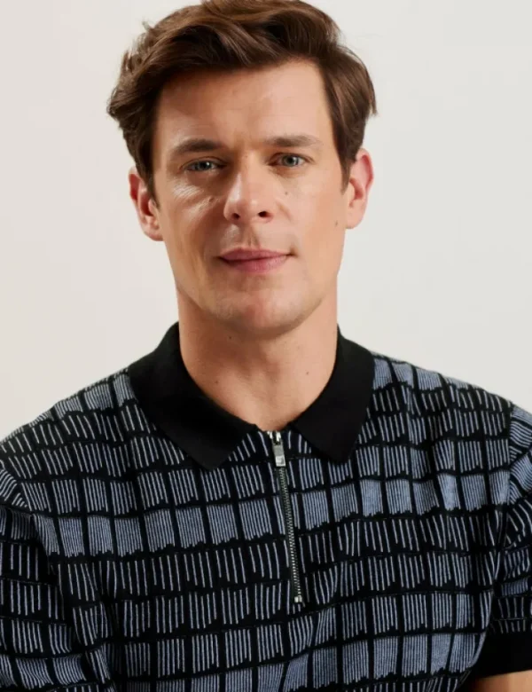Levers Ombre Jacquard Zip Neck Polo Shirt<Ted Baker Discount
