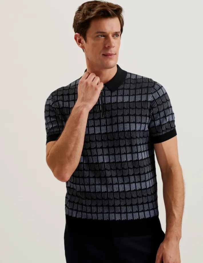 levers_ombre_jacquard_zip_3.webp Levers Ombre Jacquard Zip Neck Polo Shirt<Ted Baker Discount