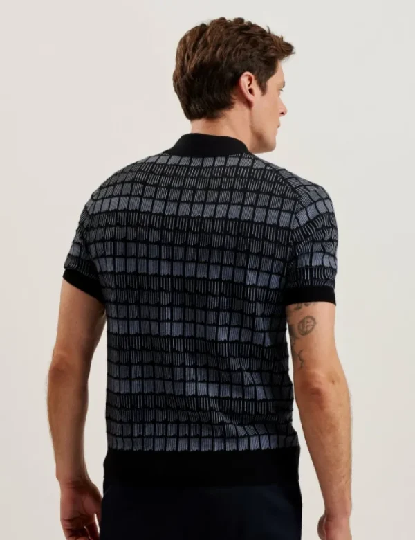 Levers Ombre Jacquard Zip Neck Polo Shirt<Ted Baker Discount