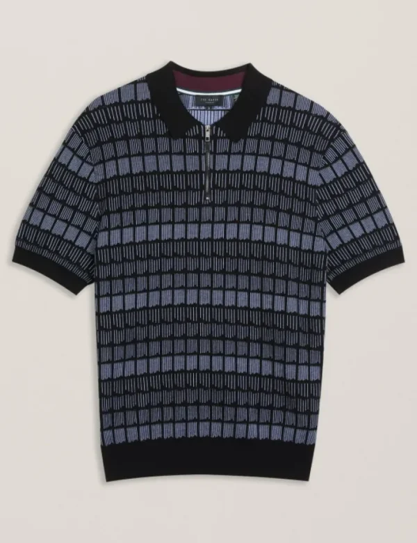 Levers Ombre Jacquard Zip Neck Polo Shirt<Ted Baker Discount