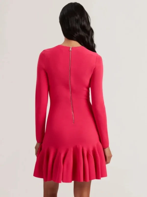 Loisss Flounce Hem Long Sleeve Knitted Mini Dress<Ted Baker Sale