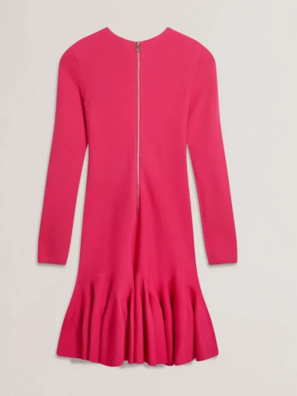 Loisss Flounce Hem Long Sleeve Knitted Mini Dress<Ted Baker Sale
